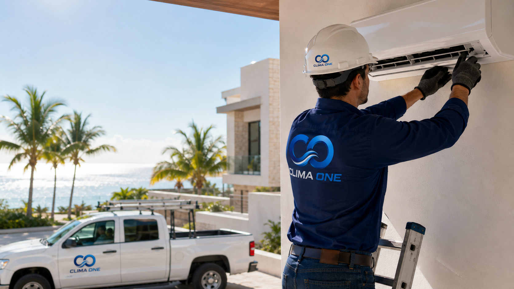 Técnico Clima One instalando minisplit